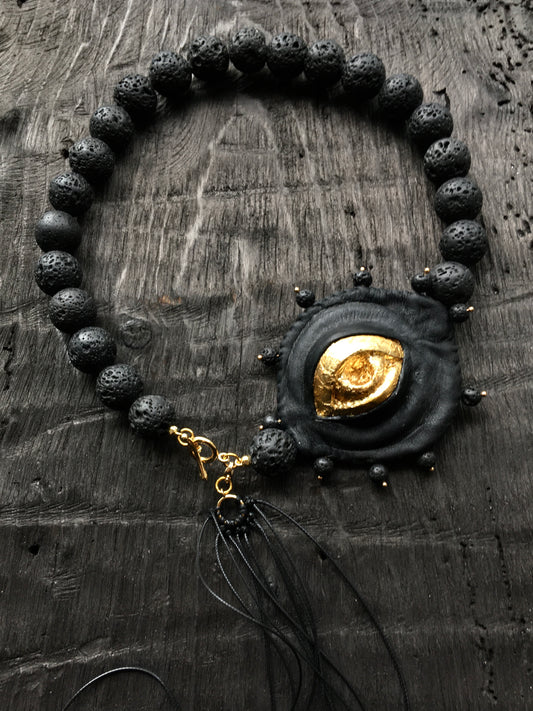LAVA AND GOLDEN EYE NECKLACE