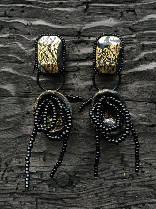BLACK AND GOLDEN EARRINGS