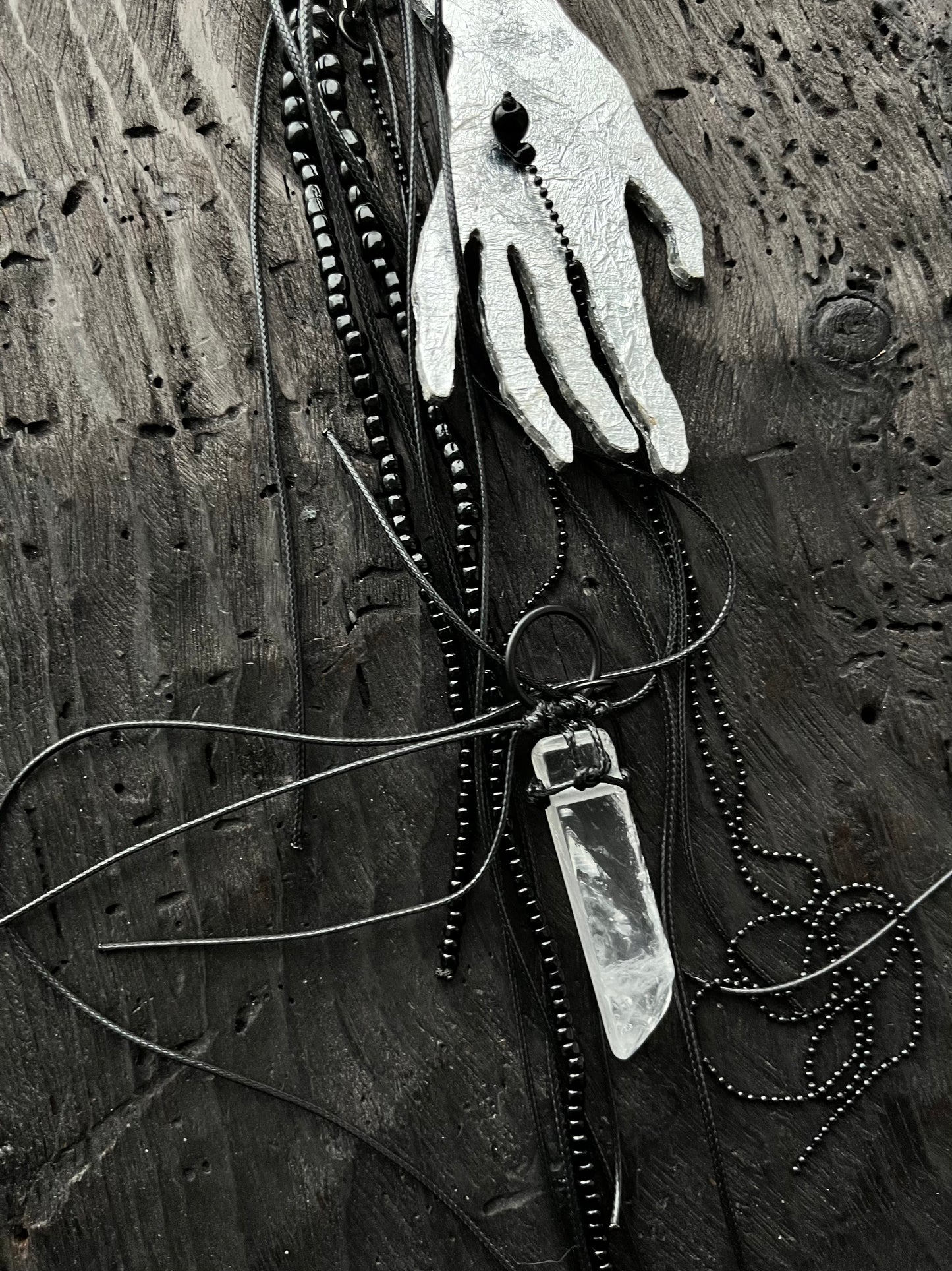 BROOCH WITH SILVER HAND PENDANT