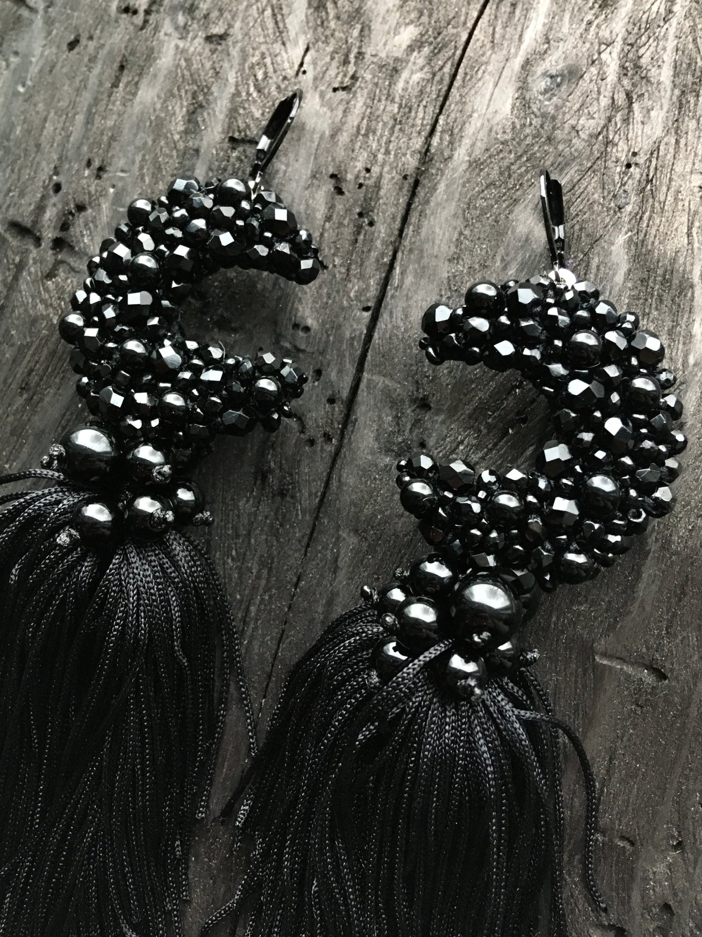 BEADED MOON EARRINGS