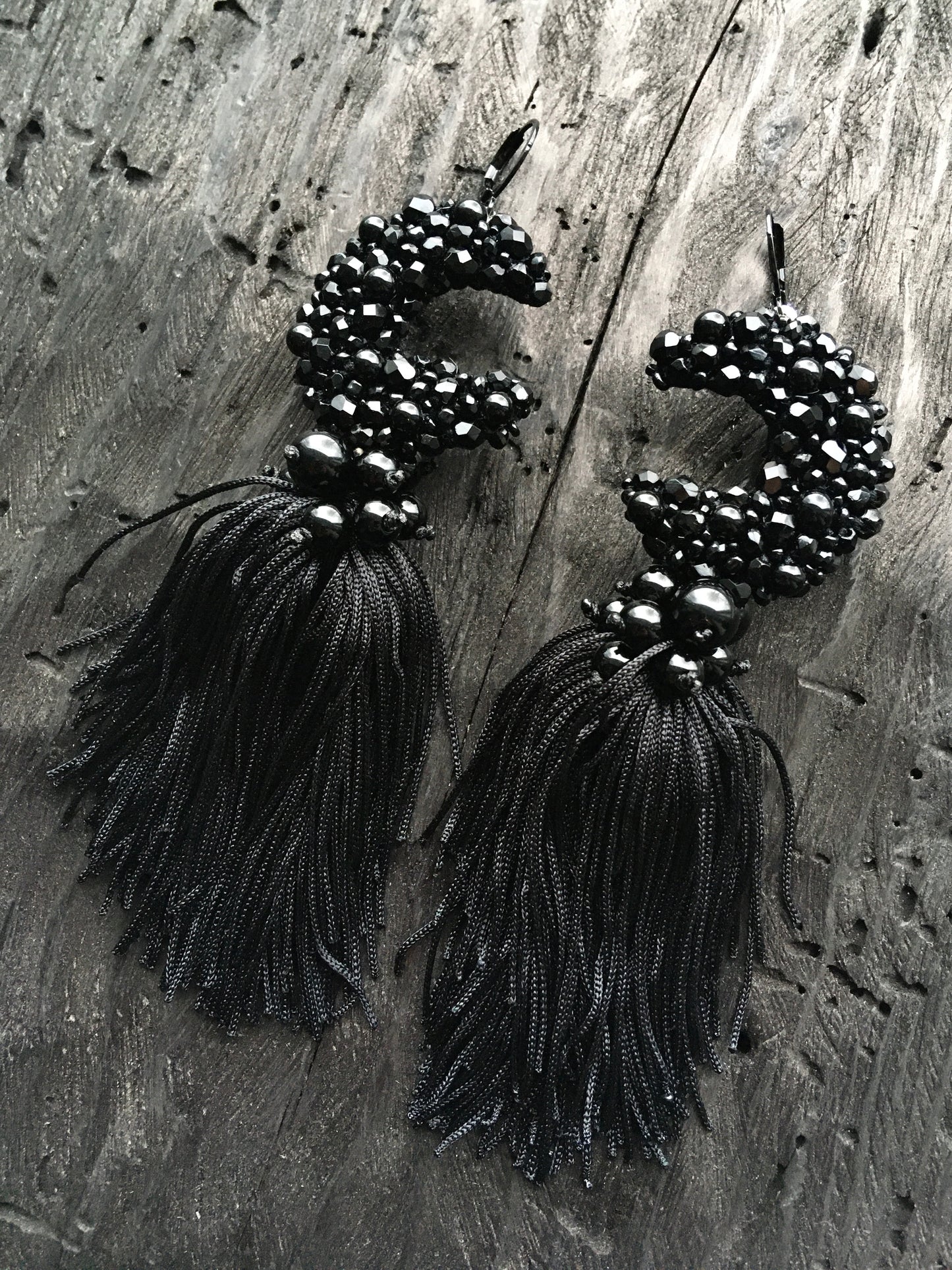 BEADED MOON EARRINGS