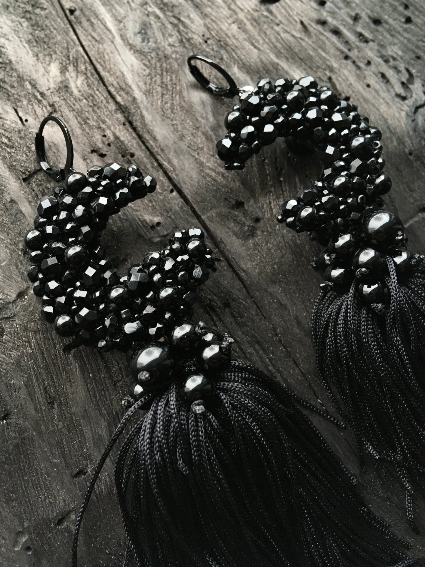 BEADED MOON EARRINGS