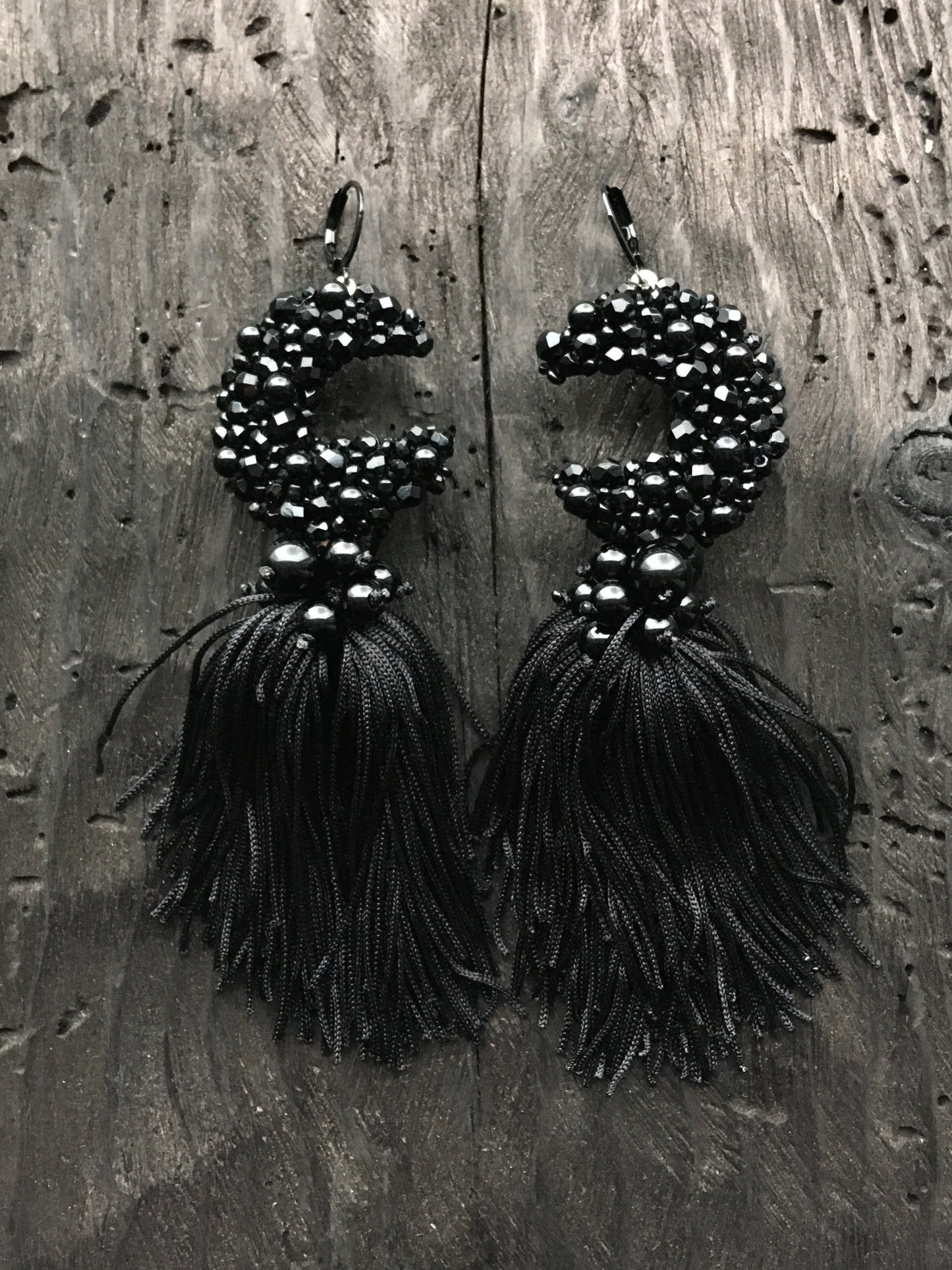BEADED MOON EARRINGS